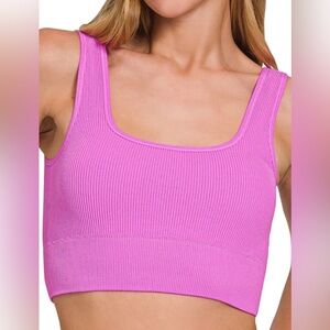 ZENANA Ribbed Square Neck Bralette Padded Brami NWOT